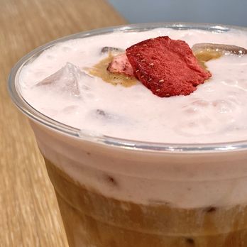 Re Bakesic - Strawberry Field Coffee ($6.50 - 12oz) - Close Up - Bakeries Near Me - Alhambra, California