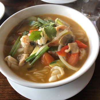 Thai Chili House - Tom kha seafood noodle soup lunch special. So much seafood!!! - Thai Near Me - Hillsborough, New Jersey
