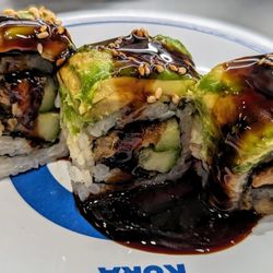 Kura Revolving Sushi Bar - Caterpillar sushi roll with avocado