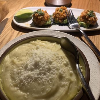 CHICA - Nayarit fish tostadas (above) and mashed potatoes. More please on the tostadas! Such a teaser portion. - Latin American Near Me - Las Vegas, Nevada CHICA - Nayarit fish tostadas (above) and mashed potatoes. More please on the tostadas! Such a teaser portion. - Latin American Near Me - Las Vegas, Nevada