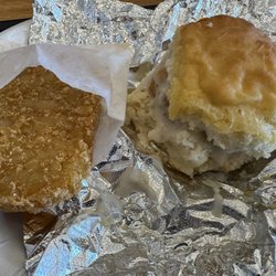 Connie's Chicken - #1 Chicken Biscuit with Gravy Hashbrown