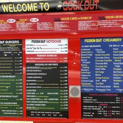 Cook Out - Menu