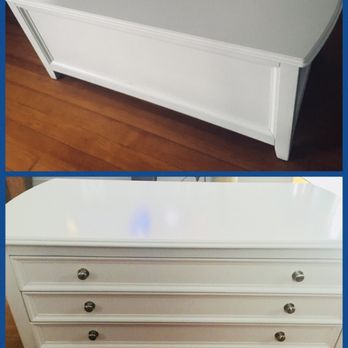 The Refinishing Oracle - Coffee table refinished in a glossy white.  Originally black with years of wear and tear and scratches. - Furniture Repair Near Me - Acushnet, Massachusetts