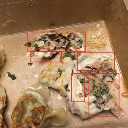 Raw chicken in the Potstickers Raw chicken in the Potstickers