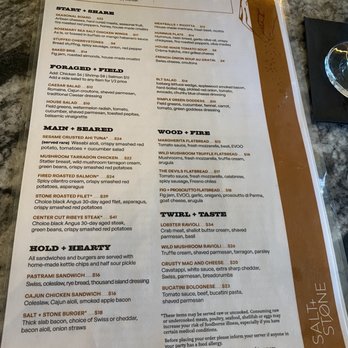Salt + Stone - Dinner menu - Seafood Near Me - Somerville, Massachusetts Salt + Stone - Dinner menu - Seafood Near Me - Somerville, Massachusetts