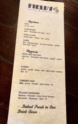 Menu photo 6 Field's Steak and Oyster Bar Bay St. Louis, MS Menu photo 6 Field's Steak and Oyster Bar Bay St. Louis, MS