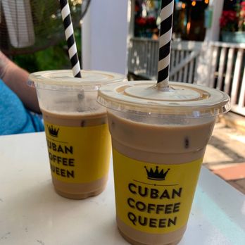 Cuban Coffee Queen - Iced Cafe con Leche (Cuban Coffee with Steamed Milk) One vanilla and one caramel - Coffee & Tea Near Me - Key West, Florida Cuban Coffee Queen - Iced Cafe con Leche (Cuban Coffee with Steamed Milk) One vanilla and one caramel - Coffee & Tea Near Me - Key West, Florida