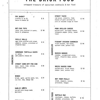 The Brick - Food Menu - Cocktail Bars Near Me - Fuquay-Varina, North Carolina