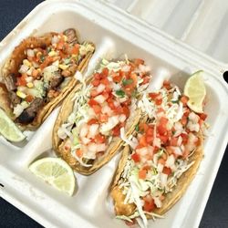 Peace Tacos - Steak Beer-Battered Fish Taco Grilled Chicken Taco s