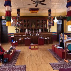 Karma Thegsum Choling - Shrine room during a practice tsok