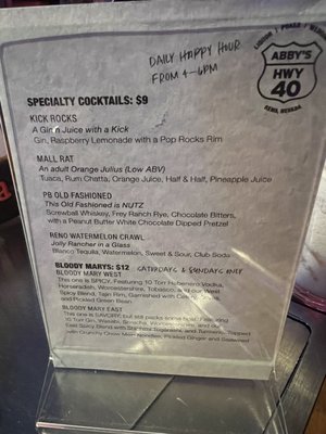 Menu photo 2 Abby's Highway 40 Reno, NV