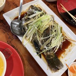 Steamed Whole Fish W / Ginger and Scallions