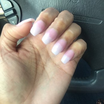 A L Nails & Spa - Pink and white ombré. It turned okay good for the price point! - Nail Salons Near Me - Braintree, Massachusetts