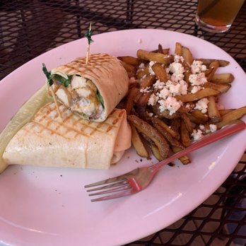 Illusion Bar Grill Cafe - Crispy chicken wrap and feta fries - Pubs Near Me - Des Plaines, Illinois