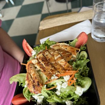 Eastside Bar + Bites - Summer mixed green salad. Garden greens, cucumber, carrot, tomato, goat cheese and creamy maple vinaigrette - Bars Near Me - Stowe, Vermont Eastside Bar + Bites - Summer mixed green salad. Garden greens, cucumber, carrot, tomato, goat cheese and creamy maple vinaigrette - Bars Near Me - Stowe, Vermont