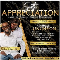 Lamb of God In Christ Ministries - Surprise Luncheon for Pastor & Lady Renee for a job well done in Service