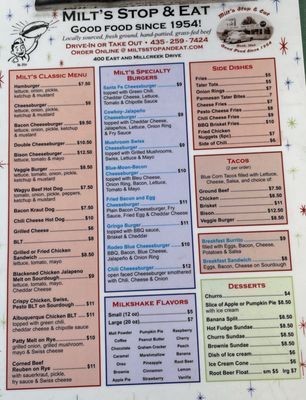 Menu photo 1 Milt's Stop & Eat Moab, UT Menu photo 1 Milt's Stop & Eat Moab, UT