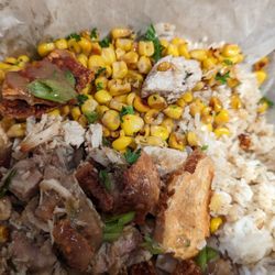 Gabriela: Filipina Kantina - Lechon with garlic rice and corn.