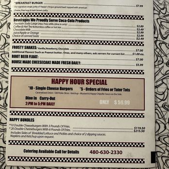Happy's Hamburgers - Menu - Burgers Near Me - Scottsdale, Arizona