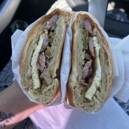 sausage egg croissant with jalapeño sausage egg croissant with jalapeño