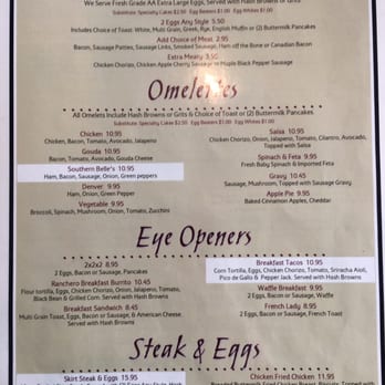 Southern Belle's - Menu as of 5/27/16 - Breakfast & Brunch Near Me - Barrington, Illinois