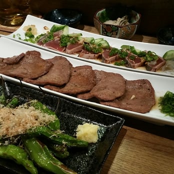 Mr Max - Oysters in olive oil, seared blue fin, beef tongue and shishito peppers - Sushi Bars Near Me - Irving, Texas Mr Max - Oysters in olive oil, seared blue fin, beef tongue and shishito peppers - Sushi Bars Near Me - Irving, Texas