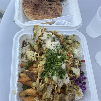 Falafel Stop - Chicken Shawarma on the plate. With fries. - Falafel Near Me - Sunnyvale, California
