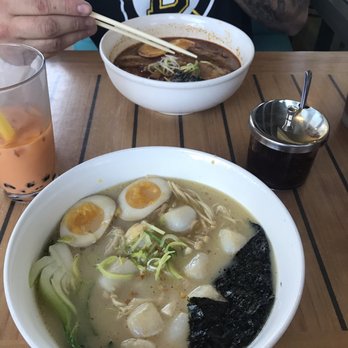 Tsuki Ramen - Top: Spicy miso ramen   Bottom: Butter Scallop Ponzu Ramen - Ramen Near Me - Westlake Village, California