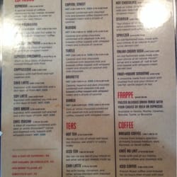 Cups Crossgates - Forgive the glare but here's most of the menu! Each Cups can also make custom drinks!