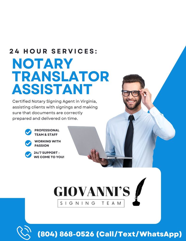 GIOVANNI’S SIGNING TEAM Request a Quote Richmond, Virginia