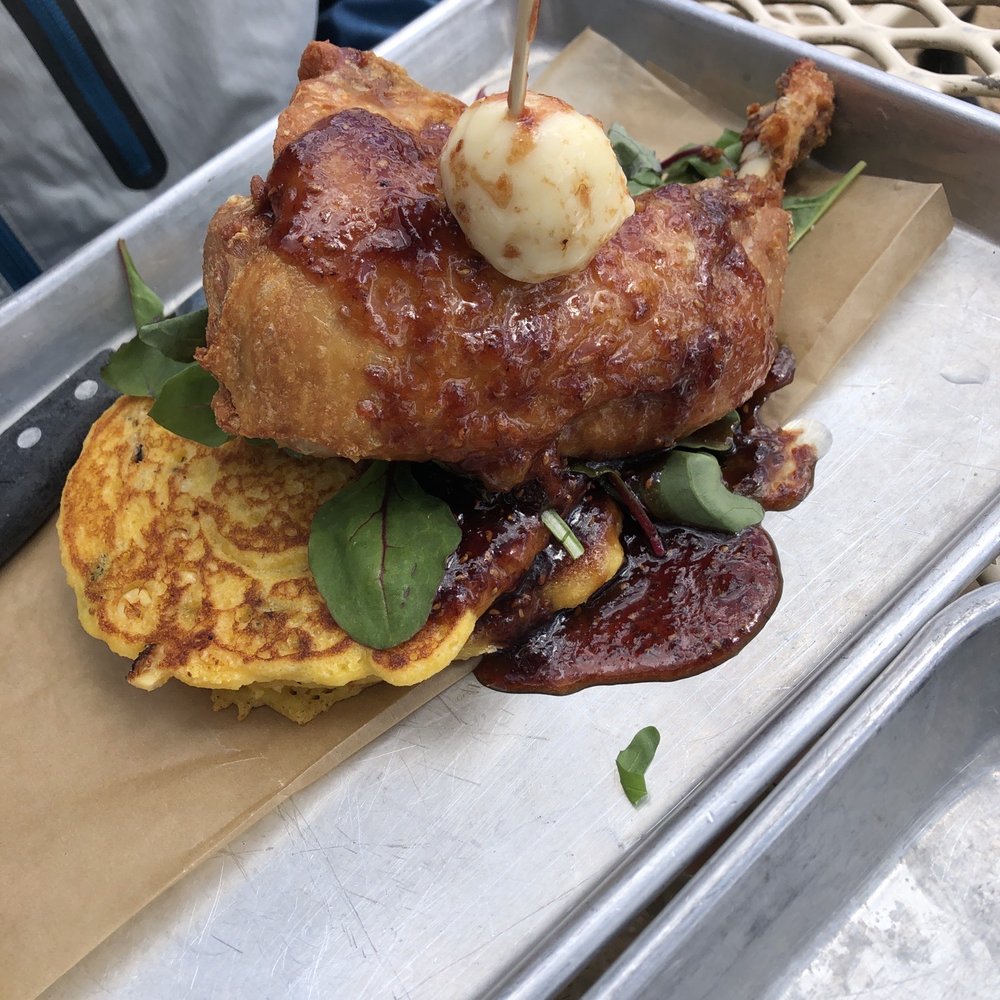Mammoth Brewing - Amazing chicken and jalapeño corn griddle cakes - Breweries Near Me - Mammoth Lakes, California Mammoth Brewing - Amazing chicken and jalapeño corn griddle cakes - Breweries Near Me - Mammoth Lakes, California