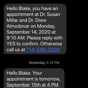 Susan Millar, DDS - I did not respond to confirm the Tuesday 9/15 appt. - Cosmetic Dentists Near Me - Costa Mesa, California Susan Millar, DDS - I did not respond to confirm the Tuesday 9/15 appt. - Cosmetic Dentists Near Me - Costa Mesa, California