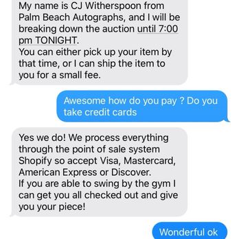 Palm Beach Autographs - I won but then called me 30 mins later to tell me the item was priced wrong the whole week it was displayed and after closing. - Sporting Goods Near Me - Jacksonville, Florida Palm Beach Autographs - I won but then called me 30 mins later to tell me the item was priced wrong the whole week it was displayed and after closing. - Sporting Goods Near Me - Jacksonville, Florida