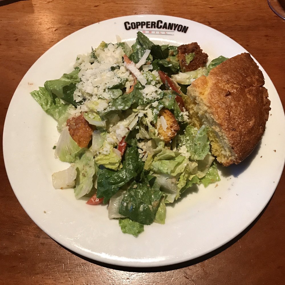 Copper Canyon Grill- Silver Spring - House Salad with Cornbread - American Near Me - Silver Spring, Maryland Copper Canyon Grill- Silver Spring - House Salad with Cornbread - American Near Me - Silver Spring, Maryland