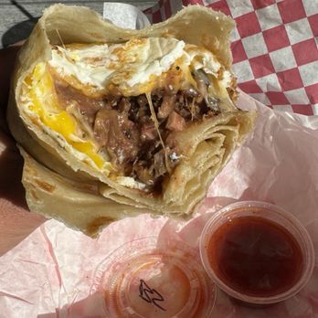 Jalapeño Buck's - Brisket, egg, cheese burrito (added beans to it) - Mexican Near Me - Mesa, Arizona