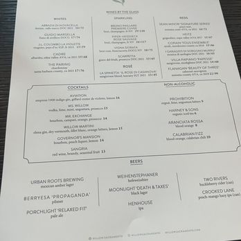 Willow - Menu - Italian Near Me - Sacramento, California Willow - Menu - Italian Near Me - Sacramento, California