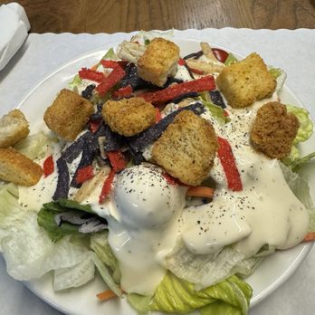 AA Bar & Grill - Salad with Ranch.... Maybe a lil too much ranch. - Steakhouses Near Me - Eureka, California