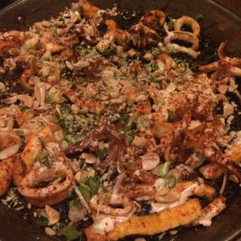 Vaca - Fideuá: toasted noodle paella with squid ink, calamari, toasted marcona almonds, ginger lime aioli, scallions - Tapas/Small Plates Near Me - Costa Mesa, California Vaca - Fideuá: toasted noodle paella with squid ink, calamari, toasted marcona almonds, ginger lime aioli, scallions - Tapas/Small Plates Near Me - Costa Mesa, California