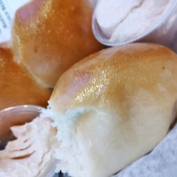 Really good complimentary rolls with sweet cinnamon butter! Really good complimentary rolls with sweet cinnamon butter!