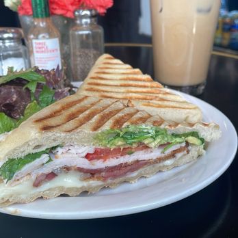 Café Madeleine - Turkey Panini and iced lavender mint latte - Creperies Near Me - San Diego, California Café Madeleine - Turkey Panini and iced lavender mint latte - Creperies Near Me - San Diego, California
