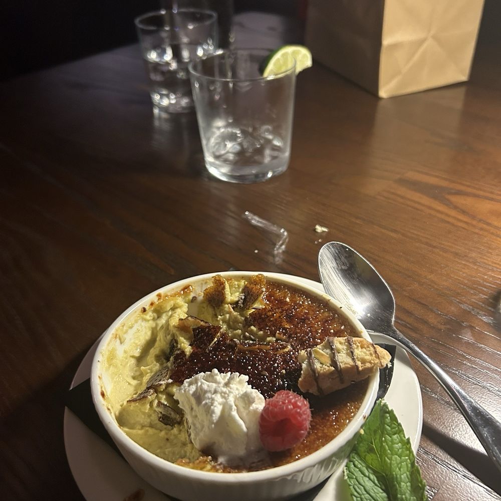 Corso Italian Steak - Pistachio creme brûlée... sorry I dug into quickly to get a pristine photo!! - Steakhouses Near Me - Boise, Idaho Corso Italian Steak - Pistachio creme brûlée... sorry I dug into quickly to get a pristine photo!! - Steakhouses Near Me - Boise, Idaho