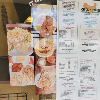 Chick-N-Bones Cafe & Catering - Pictures and menu on the storefront window - Barbeque Near Me - Brandon, Florida