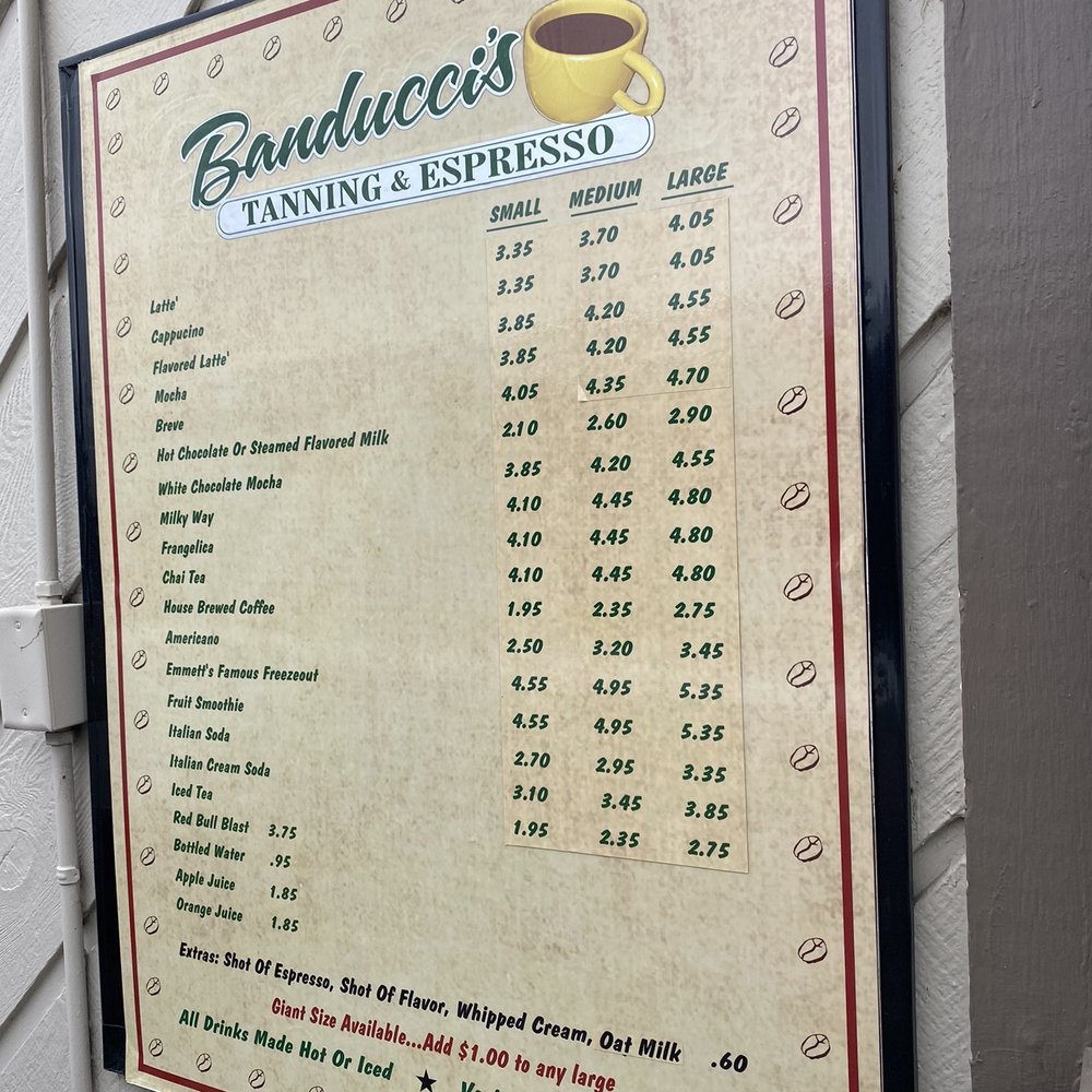 Banducci's Tanning & Espresso - Drive thru menu - Coffee & Tea Near Me - Emmett, Idaho
