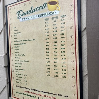 Banducci's Tanning & Espresso - Drive thru menu - Coffee & Tea Near Me - Emmett, Idaho
