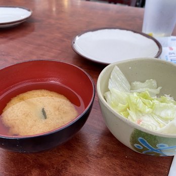 Joy Sushi - Miso Soup & Salad comes with every order. - Sushi Bars Near Me - San Mateo, California