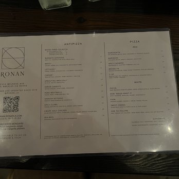 Ronan - Menu - Pizza Near Me - Los Angeles, California Ronan - Menu - Pizza Near Me - Los Angeles, California