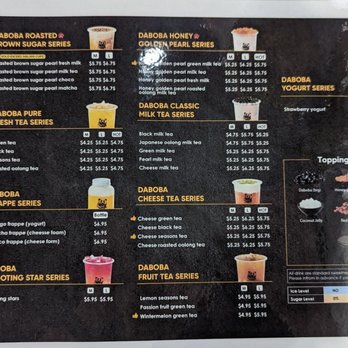 Daboba - Menu as of March 25, 2023 - Bubble Tea Near Me - San Diego, California Daboba - Menu as of March 25, 2023 - Bubble Tea Near Me - San Diego, California