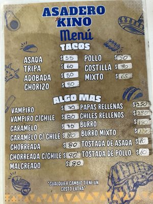 Menu photo 1 Asadero Kino Puerto Peñasco, SON