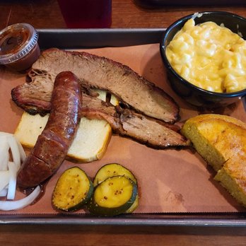 317 BBQ - Combo platter with Beef Brisket and Sausage - Barbeque Near Me - Indianapolis, Indiana