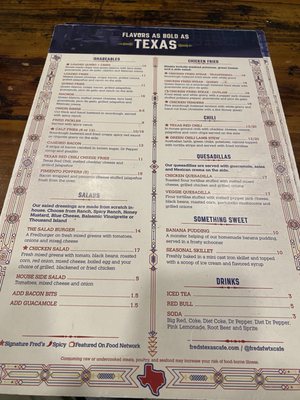 Menu photo 2 Freds Texas Cafe - Camp Bowie  Fort Worth, TX
